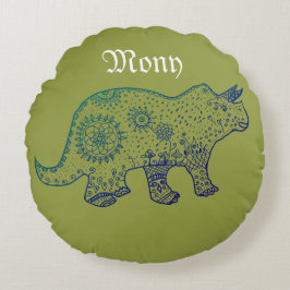 Redonda Almofada Mandala Dinosaur Art Round