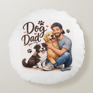 Redonda Almofada Proud Dog Dad – Decoração de Casa para Am