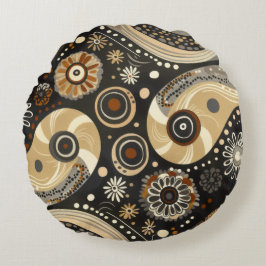 Redonda Boho Tribal Paisley e Mandala Almofada