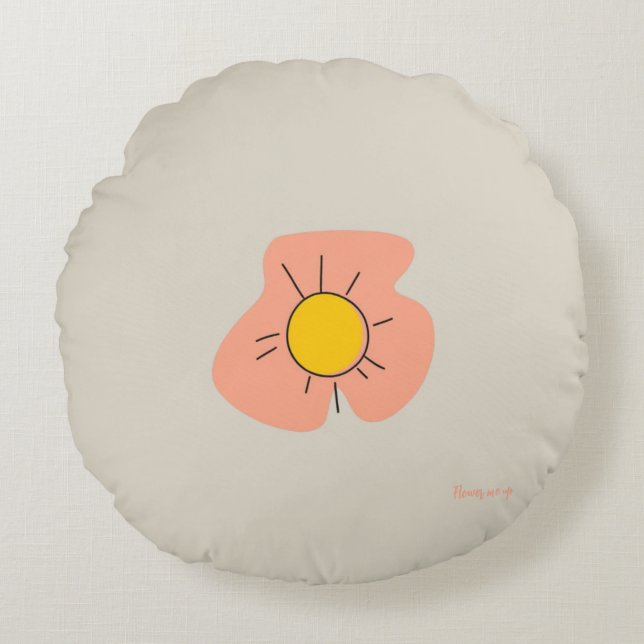 Redonda Capa de Almofada de Arremesso em Forma de Flor Col (Frente)