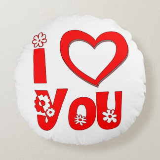 Redonda Elegante Almofada de Lançar I Love You | Vermelho
