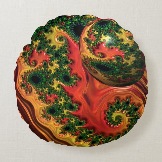 Redonda Fiery Elegance - Um estudo em uma almofada de comp (Frente)