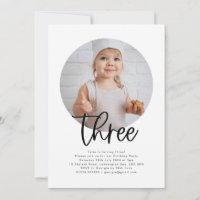 Redonda Foto Três Convite Aniversário