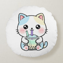Gato Adorável com Bebida – Almofada