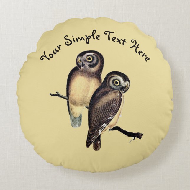 Redonda Ilustração de coruja desenhada à mão Almofada redo (Frente)