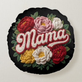 Redonda Mama Floral Bordado Almofada – “ilama” Vintage