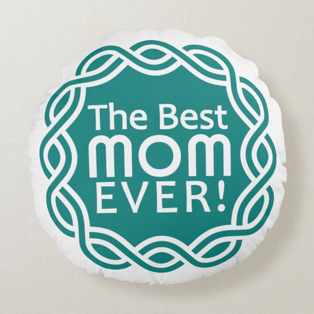 Redonda MELHOR almofada personalizada MOM (Frente)