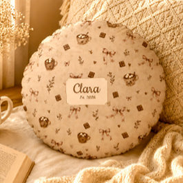 Redonda Nome Personalizado Almofada Cozy Cocoa Chocolate Q