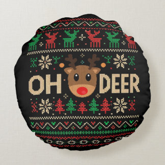 Redonda Oh Deer Camisola Feia de Natal Almofada de Arremes