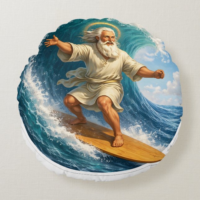 Redonda Produto de almofada de arte bíblica de Moisés (Frente)