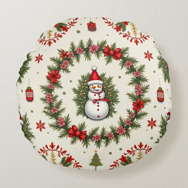 Redonda Uma almofada de Natal (Frente)