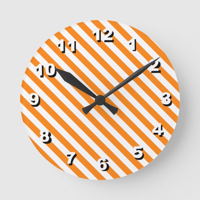 Redondo 12 Opções de Número para o Relógio Striped-Orange (Frente)