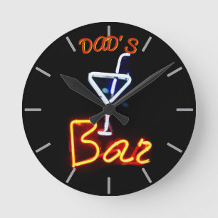 Redondo BAR PAI, MANCAVE, DEN - Relógio Neon Personalizá