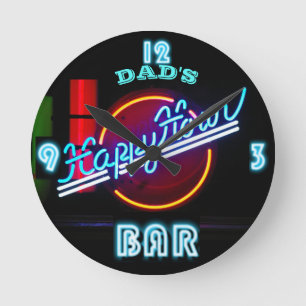 Redondo BAR PAI, MANCAVE, DEN - Relógio Neon Personalizá