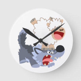 Redondo Bela peça de desenho ovelha e relógio de lobo