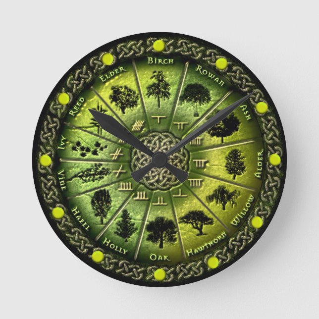 Redondo Calendário de Árvore Druid e relógio de Ogham (Frente)