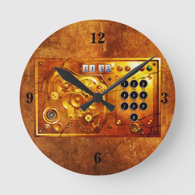 Redondo Cinco para as 12 Relógio Steampunk Grunge (Frente)