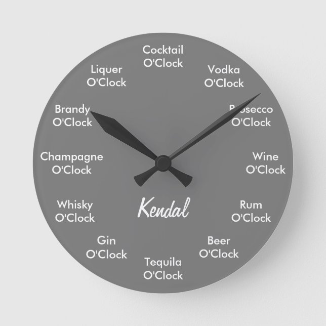 Redondo Cinzas Personalizadas do Relógio de Álcool de Bar  (Frente)