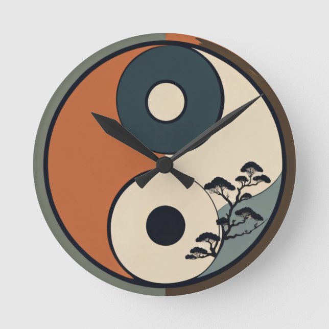 Redondo Design do relógio Yin Yang (Frente)
