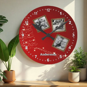Redondo Foto da família Christmass Relógio / personalizado