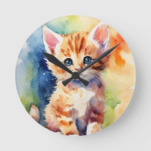 Redondo Incrível relógio de arte na parede de gatos