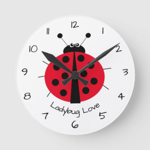 Redondo Ladybug Love Girly Divertiu Cartoon Round Relógio
