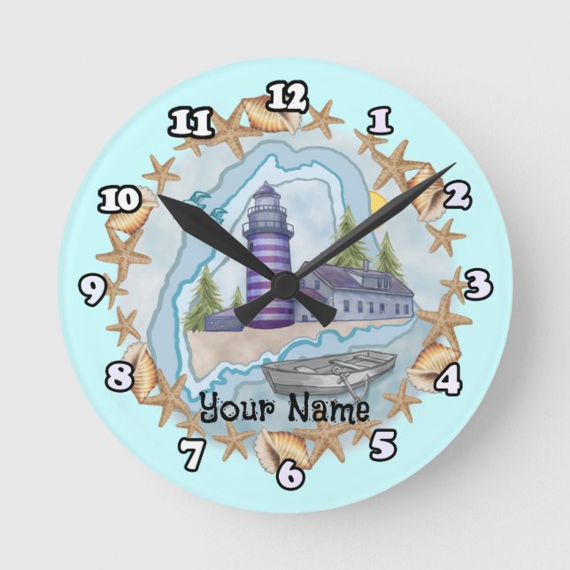 Redondo Maine Shells Relógio de Farol (Frente)