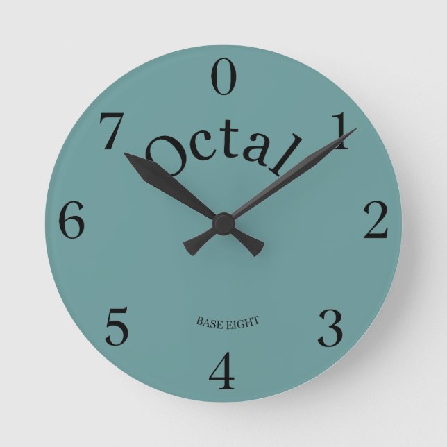 Redondo O relógio octal vive a sua vida na base 8 (Frente)