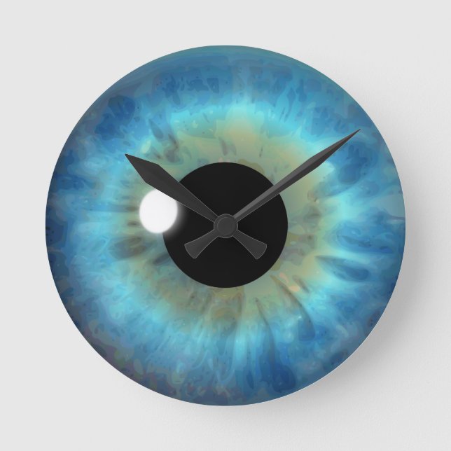 Redondo Olho Azul Iris Eyeball Médio Personalizado Relógio (Frente)