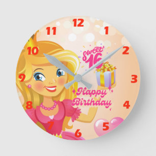 Redondo Princesa 16.º Relógio Ronda de Aniversário