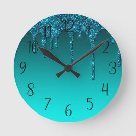 Redondo Relógio circular com brilho de cor branca