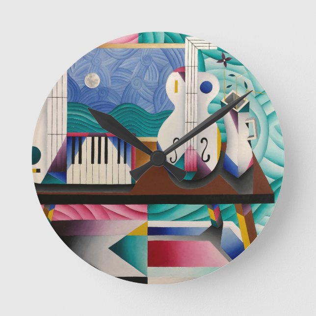 Redondo Relógio com a pintura de Teixeira Leite (Frente)