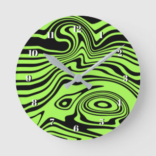 Redondo Relógio com Abertura de Luz Negra Neon Verde - Esc