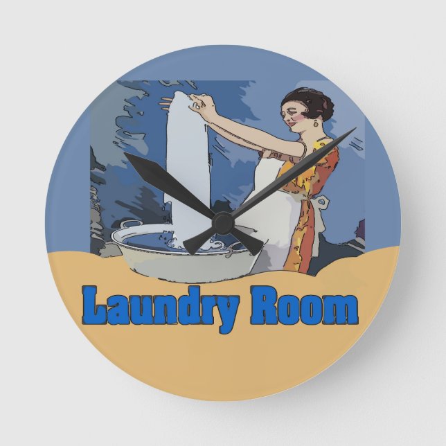 Redondo Relógio da sala de lavanderia (Frente)