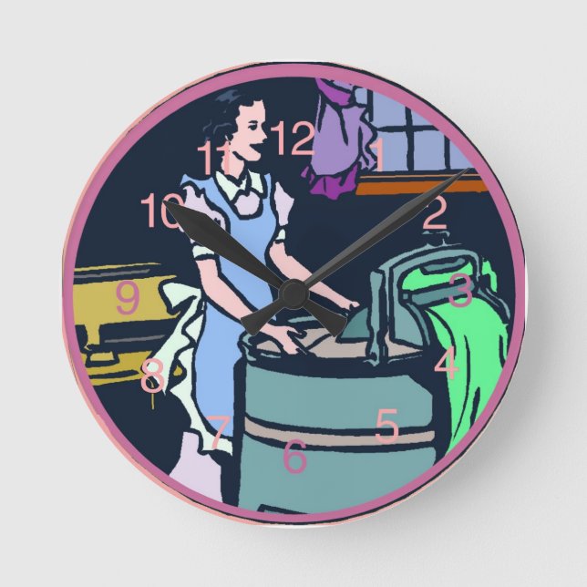 Redondo Relógio da sala de lavanderia (Frente)