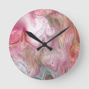 Redondo Relógio de Abstrato Verde Suave Rosa para Velas