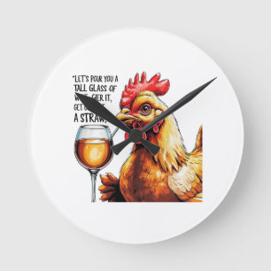 Redondo Relógio de Arte de Frango Sassy