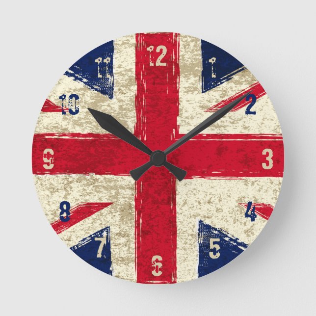 Redondo Relógio de bandeira inglesa - Kook Art - Relógio d (Frente)