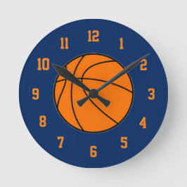 Redondo Relógio de basquetebol laranja e azul