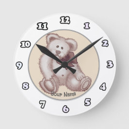 Redondo Relógio de bebê Urso de Pelúcia