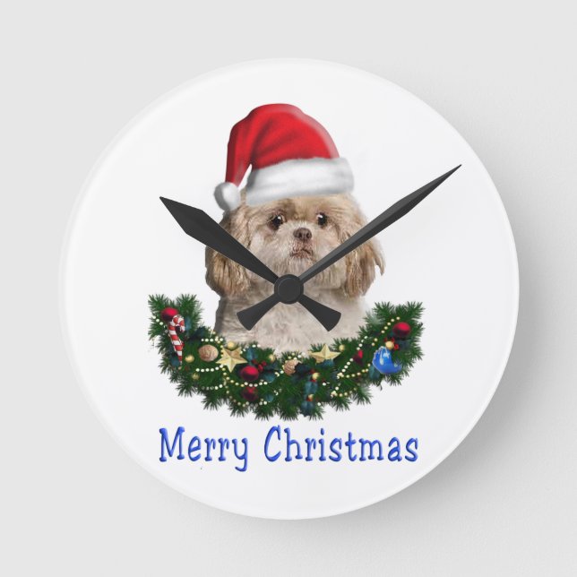 Redondo relógio de cão engraçado (Frente)