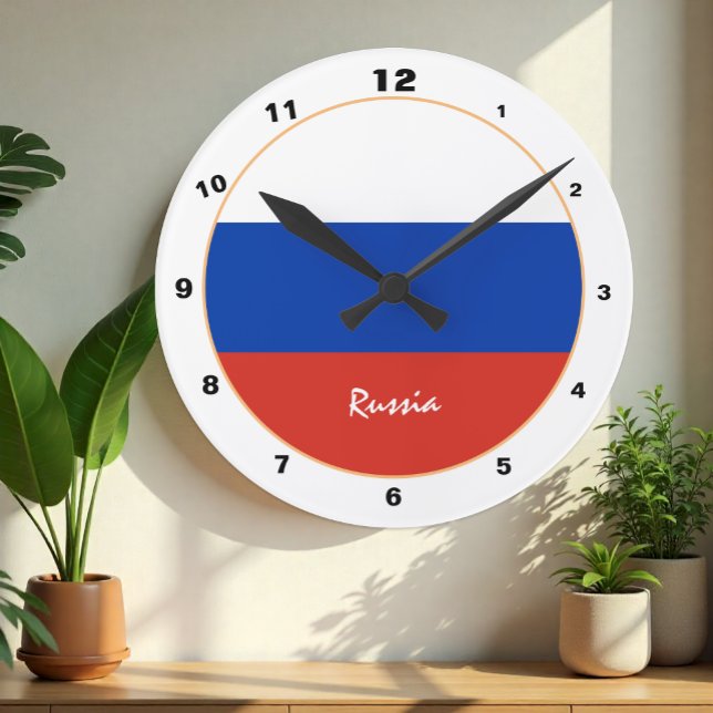 Redondo Relógio de casa moderno com bandeira russa, Rússia (Criador carregado)