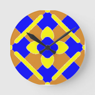 Redondo Relógio De Cozinha Azulejo Espanhola Laranja Azul