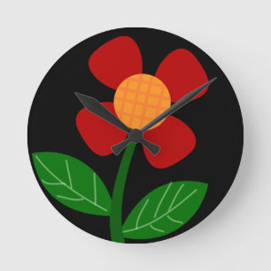 Redondo Relógio de flores de laranja e na moda