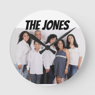 REDONDO RELÓGIO DE FOTOGRAFIA DA FAMÍLIA PERSONALIZADA - A