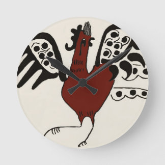 Redondo Relógio de Frango Vermelho