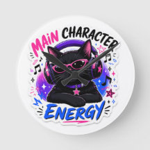 Relógio de Gato Preto Energia de Personagem Princi