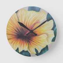 Relógio de hibisco amarelo