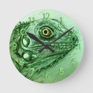 Redondo Relógio de Iguana Verde, Desenho Realista