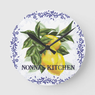 Redondo Relógio de limão com fronteira francesa do Toile -